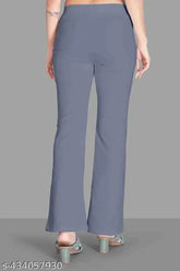 Crepe, solid net, elegant women's trousers. High-quality fashion wear in sizes XS-XXL, India origin